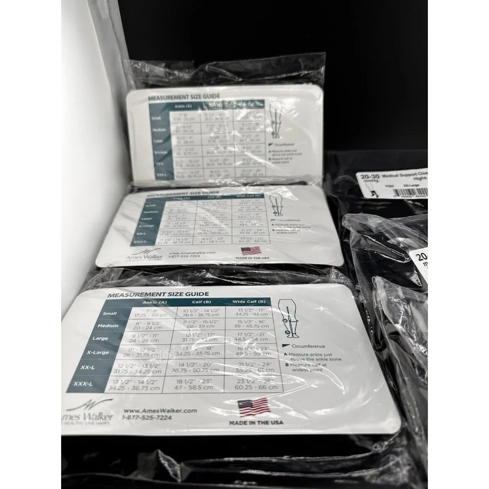 6 Packs Ames Walker 20-30mmHg Compression Stockings Knee High Closed Toe XXL NEW